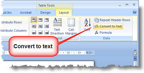 word for mac convert table to text